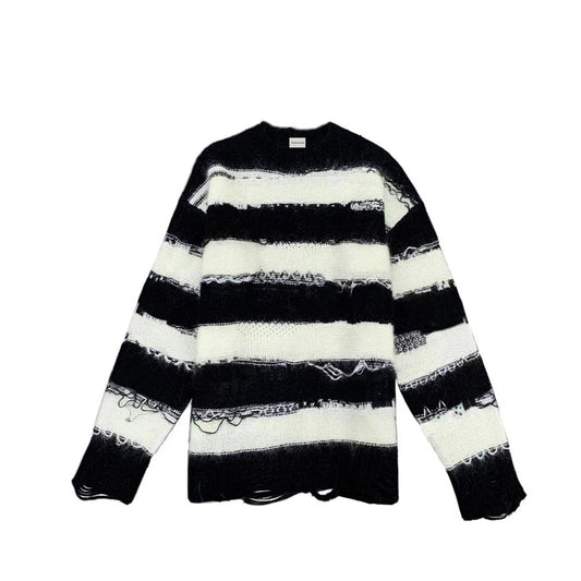 Charlie Luciano Striped Tassel Sweater Black