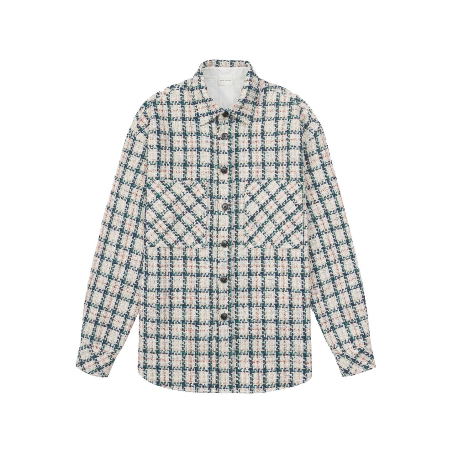 Charlie Luciano Tweed Overshirt Green and White