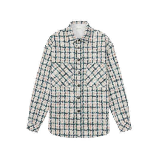 Charlie Luciano Tweed Overshirt Green and White