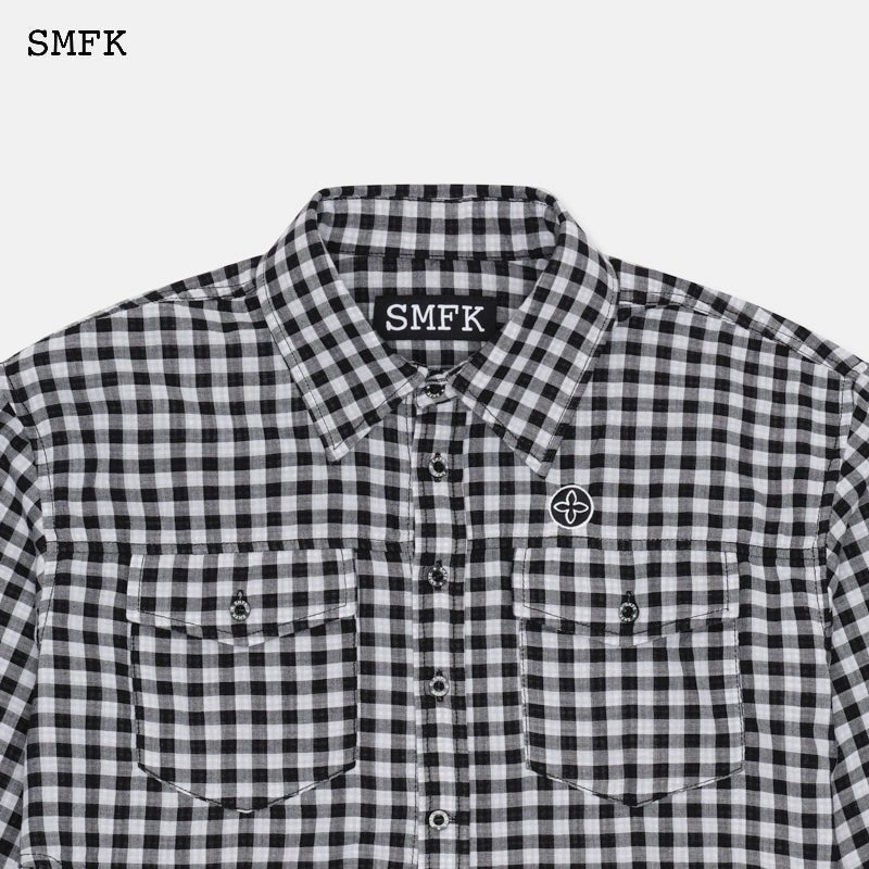 SMFK Vintage Academy Black And White Checkered Short Shirt