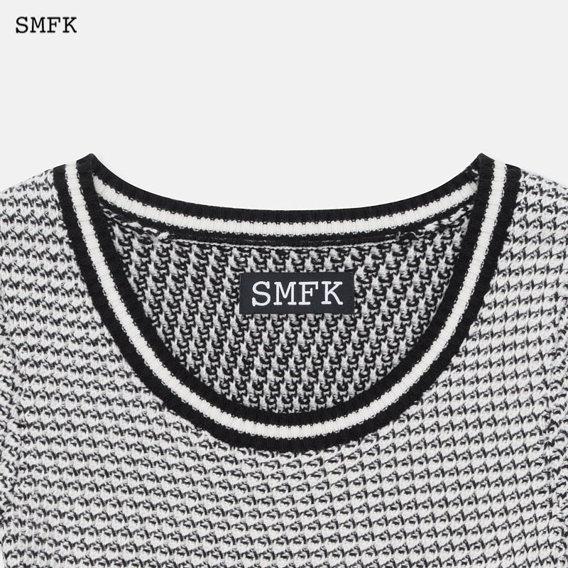 SMFK Vintage College Lock Knit Skirt Black And White