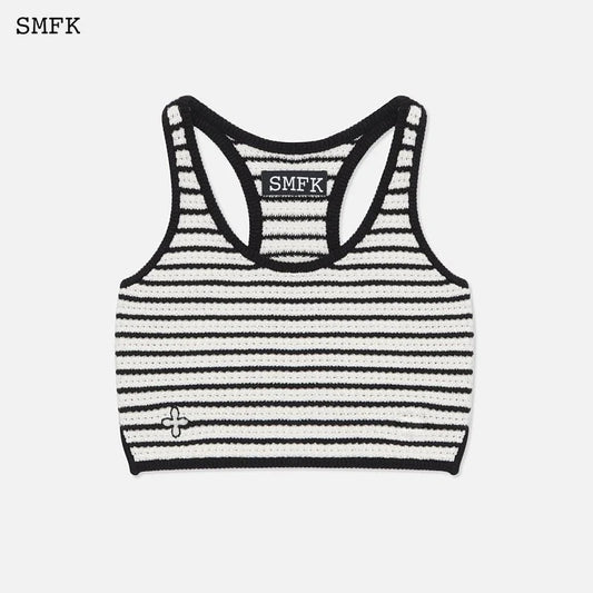 SMFK Vintage School Striped Knit Vest White