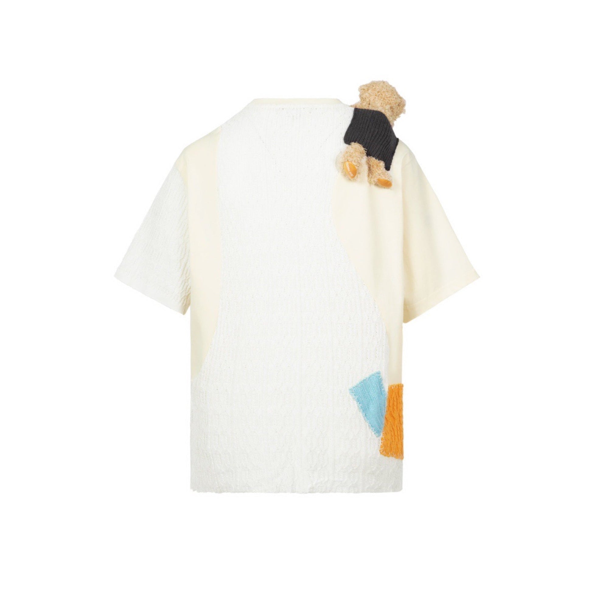 Whisper White Shoulder Bear Knit Patch T-shirt - Fixxshop