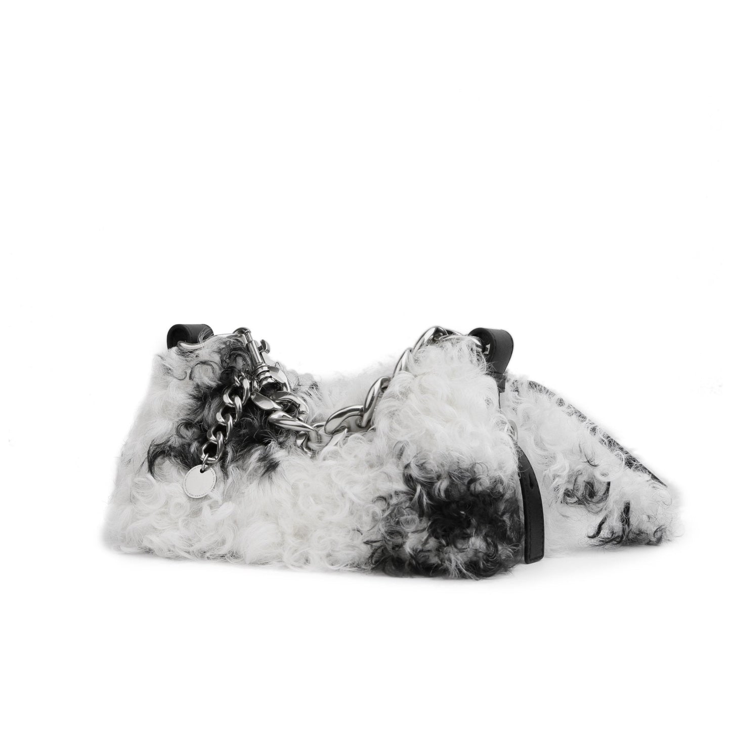 APEDE MOD White and Black Fur Small Lunch Box Pouch | MADA IN CHINA