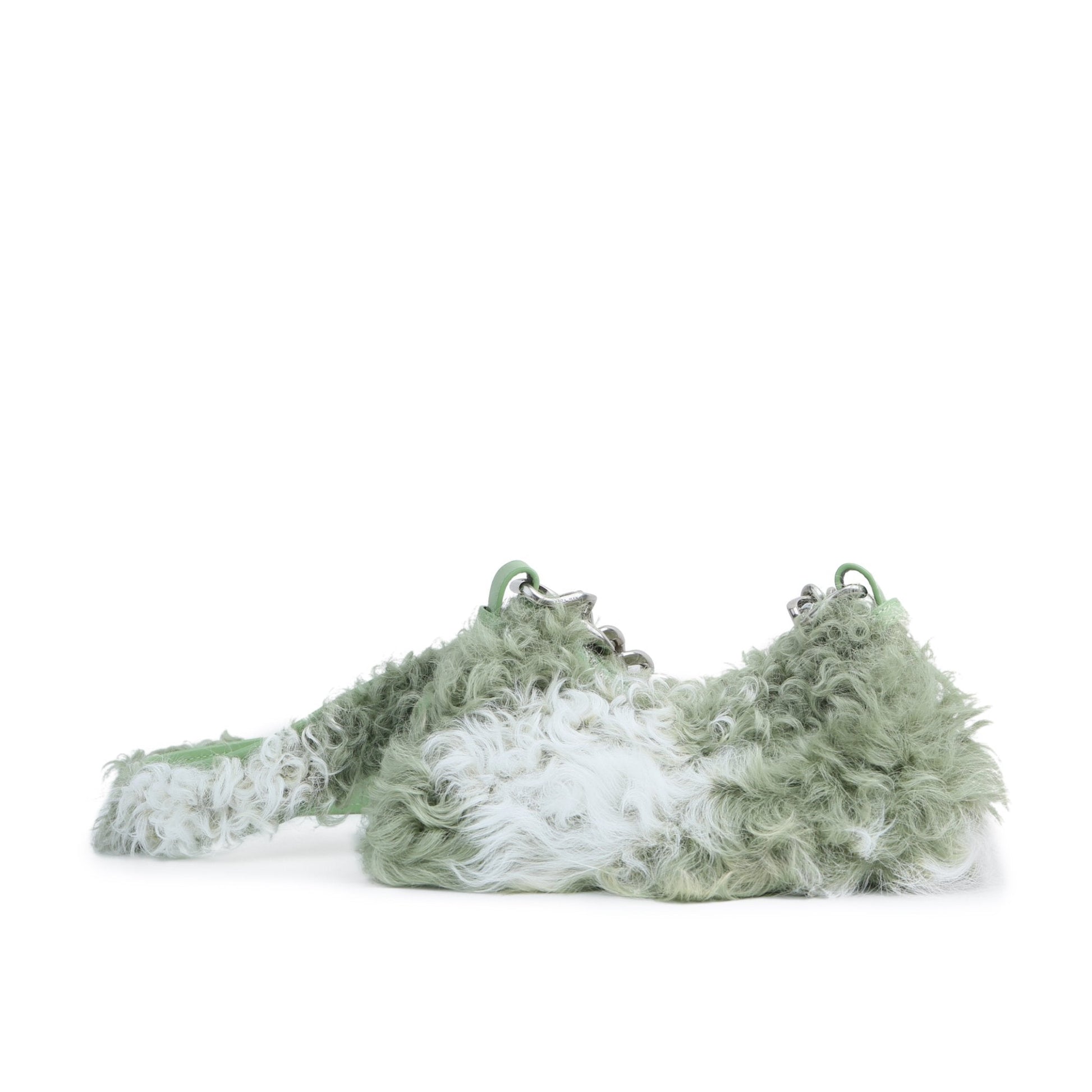 APEDE MOD White and Green Fur Small Lunch Box Pouch | MADA IN CHINA