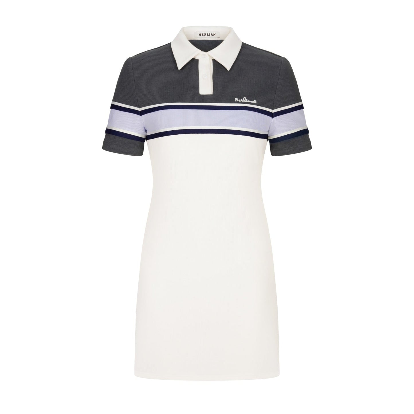 Herlian White Collar Polo Dress