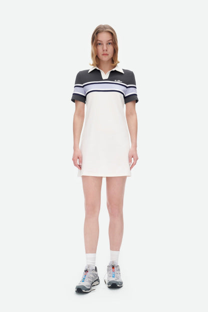 Herlian White Collar Polo Dress