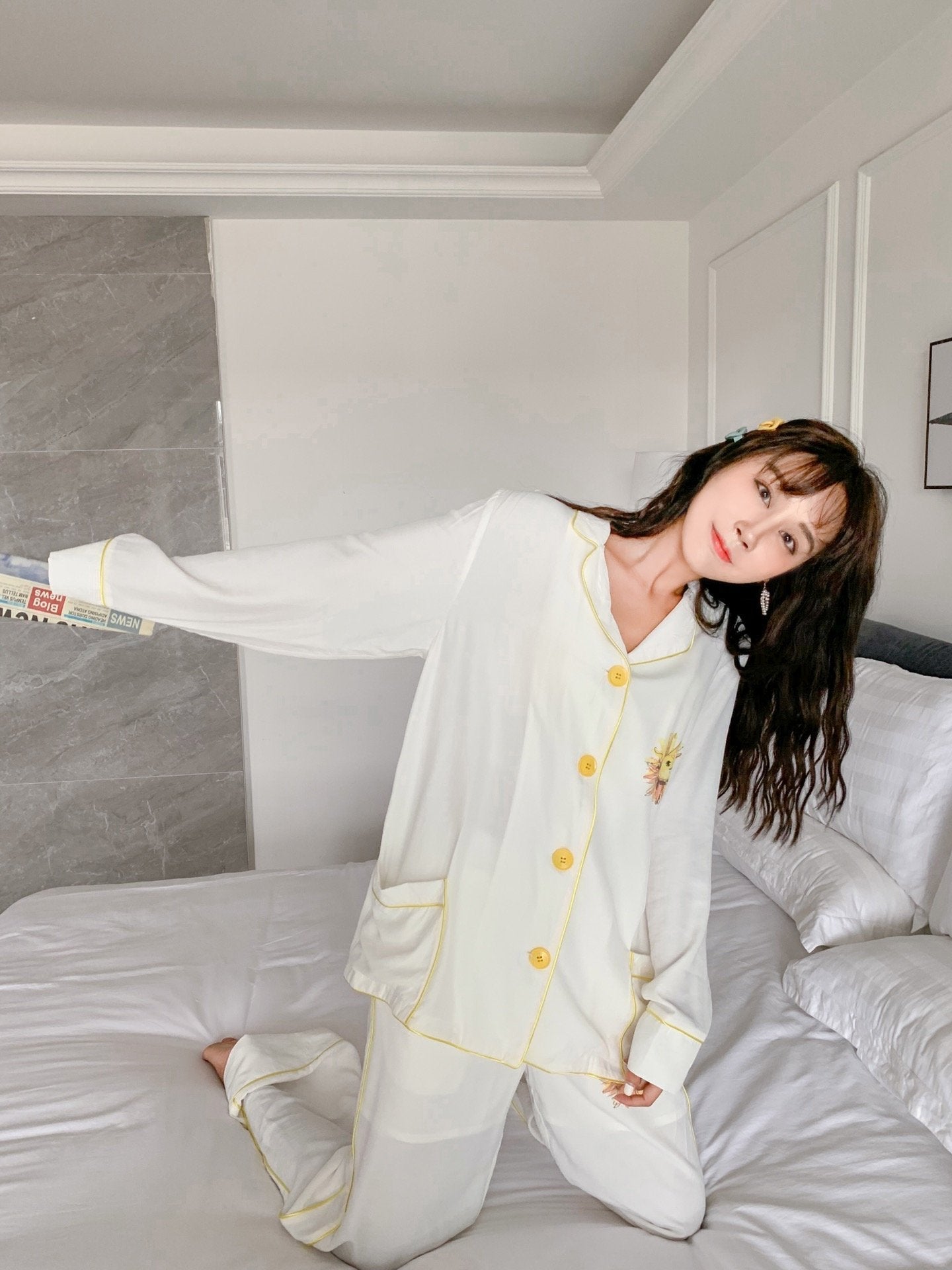 SOFITTE White Daisy Pajamas Set | MADA IN CHINA