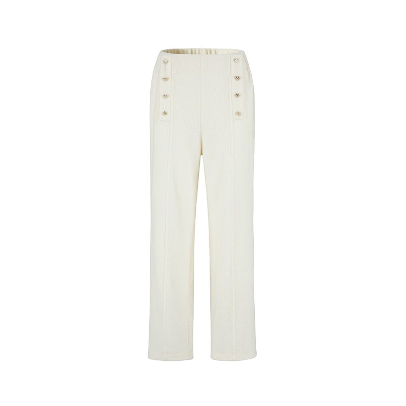 Herlian Metal Buckle Wool Pants White - Fixxshop