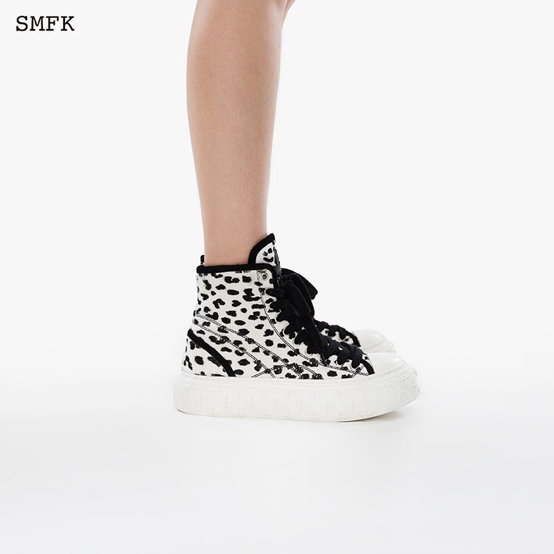 SMFK White Leopard High Top Skate Shoe - Fixxshop