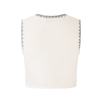 Herlian White Stitched Knit Vest