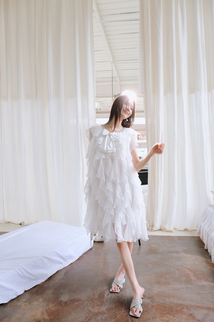 Aimme Sparrow White Tutu Bow Dress