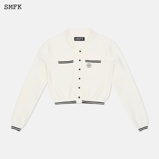SMFK Compass Retro Academy White Knitted Jacket