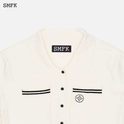 SMFK Compass Retro Academy White Knitted Jacket