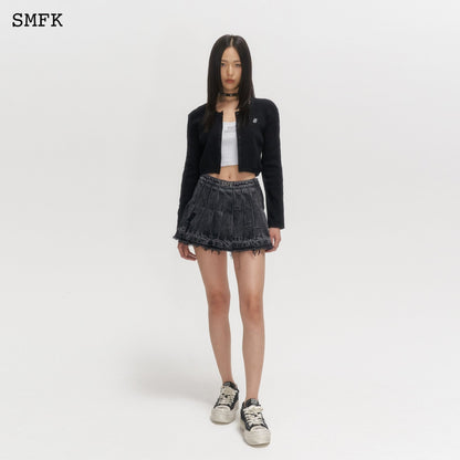 SMFK Wilderness Wandering Black Pleated Short Skirt