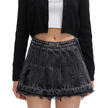 SMFK Wilderness Wandering Black Pleated Short Skirt