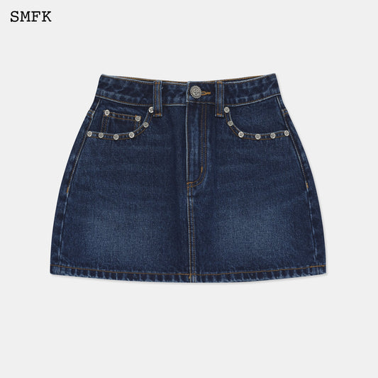 SMFK Wilderness Wandering Navy Jeans Short Skirt