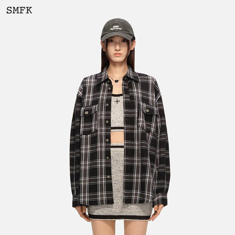 SMFK Wilderness World Black Plaid Workwear Shirt