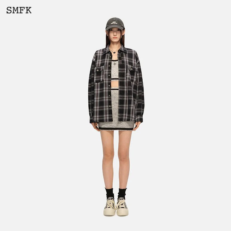 SMFK Wilderness World Black Plaid Workwear Shirt