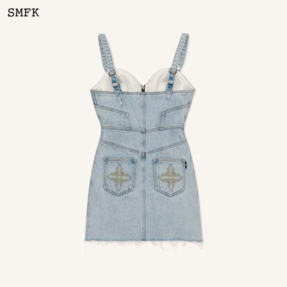 SMFK WildWorld Rock Denim Short Dress Sky Blue