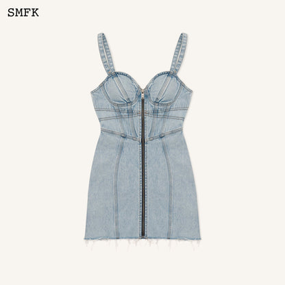 SMFK WildWorld Rock Denim Short Dress Sky Blue