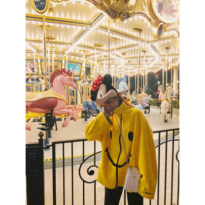 Aimme Sparrow Yellow Smiling Face Zip Jacket